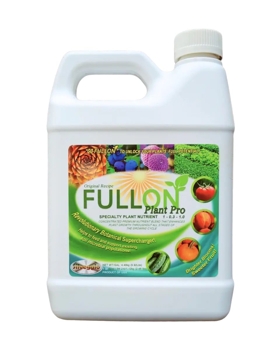 Gallon-size container of FULLON Plant Pro specialty plant nutrient transparent background