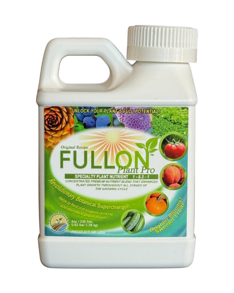 8-ounce container of FULLON Plant Pro specialty plant nutrient bottle on a white background