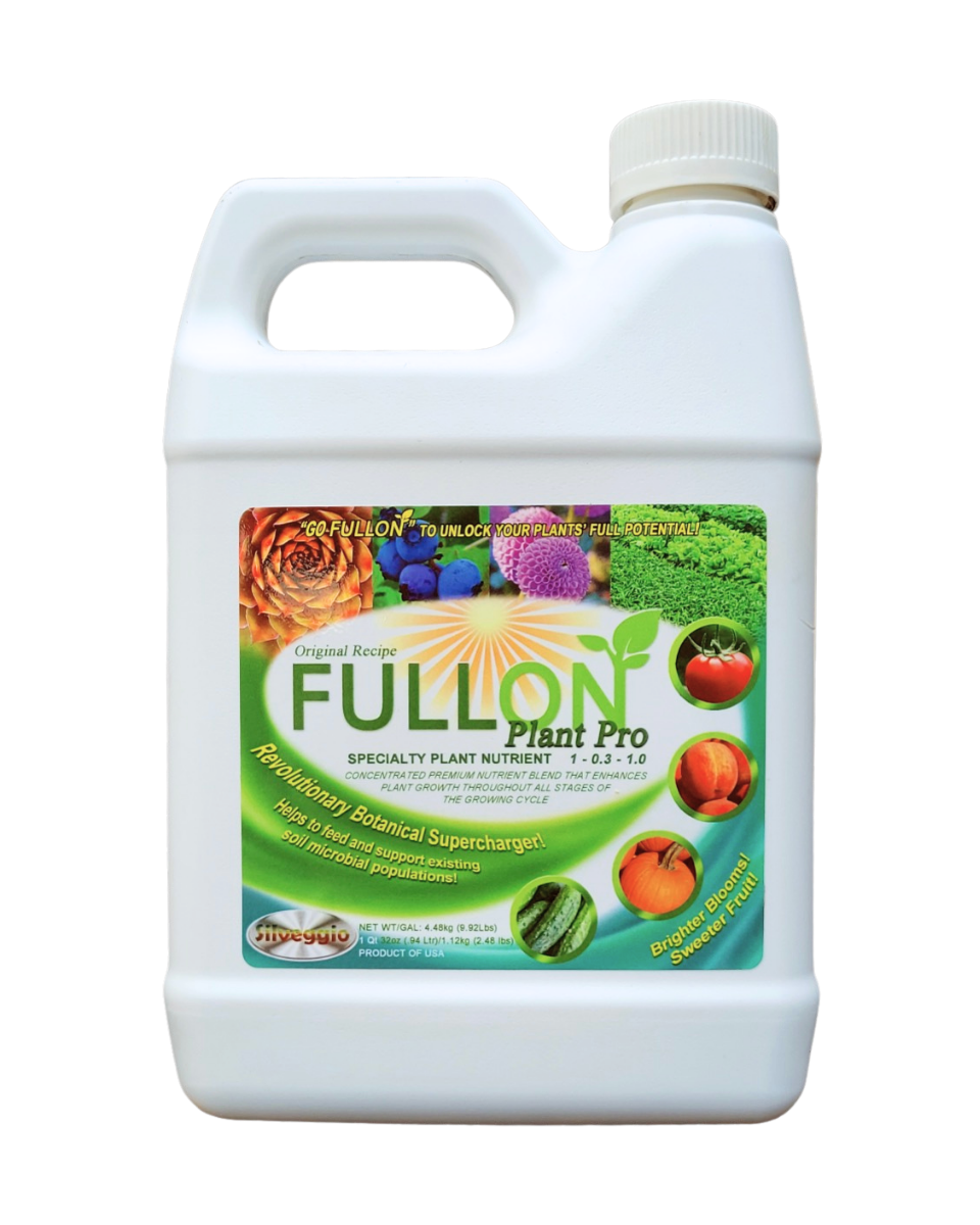 Gallon-size container of FULLON Plant Pro specialty plant nutrient transparent background